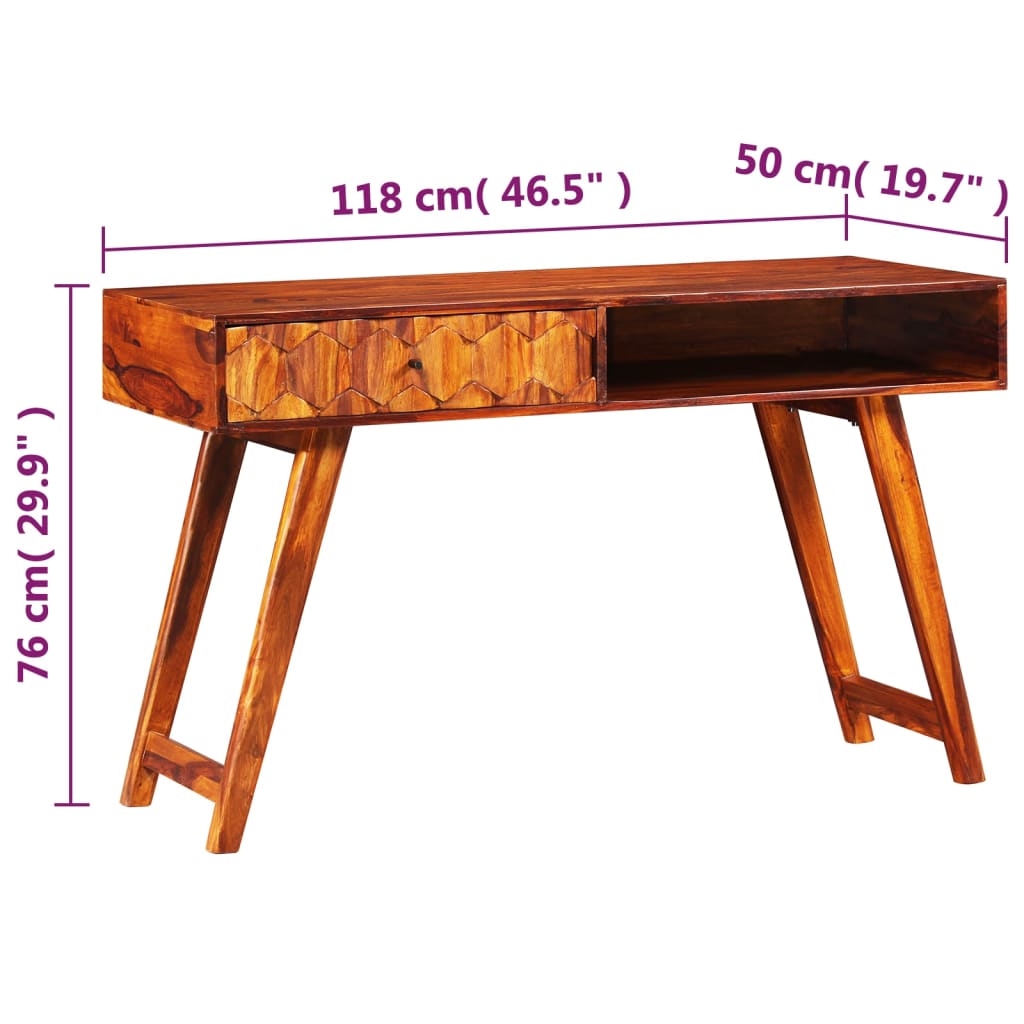 Schrijftafel 118X50X76 Cm Massief Sheeshamhout