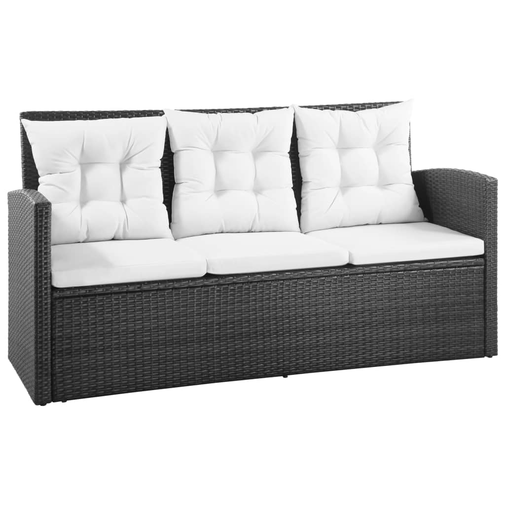 5-Delige Loungeset Met Kussens Poly Rattan Zwart