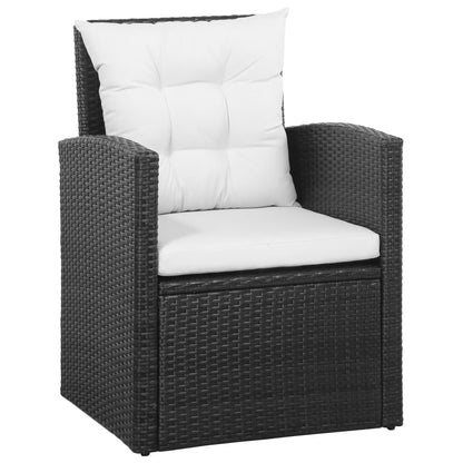 5-Delige Loungeset Met Kussens Poly Rattan Zwart