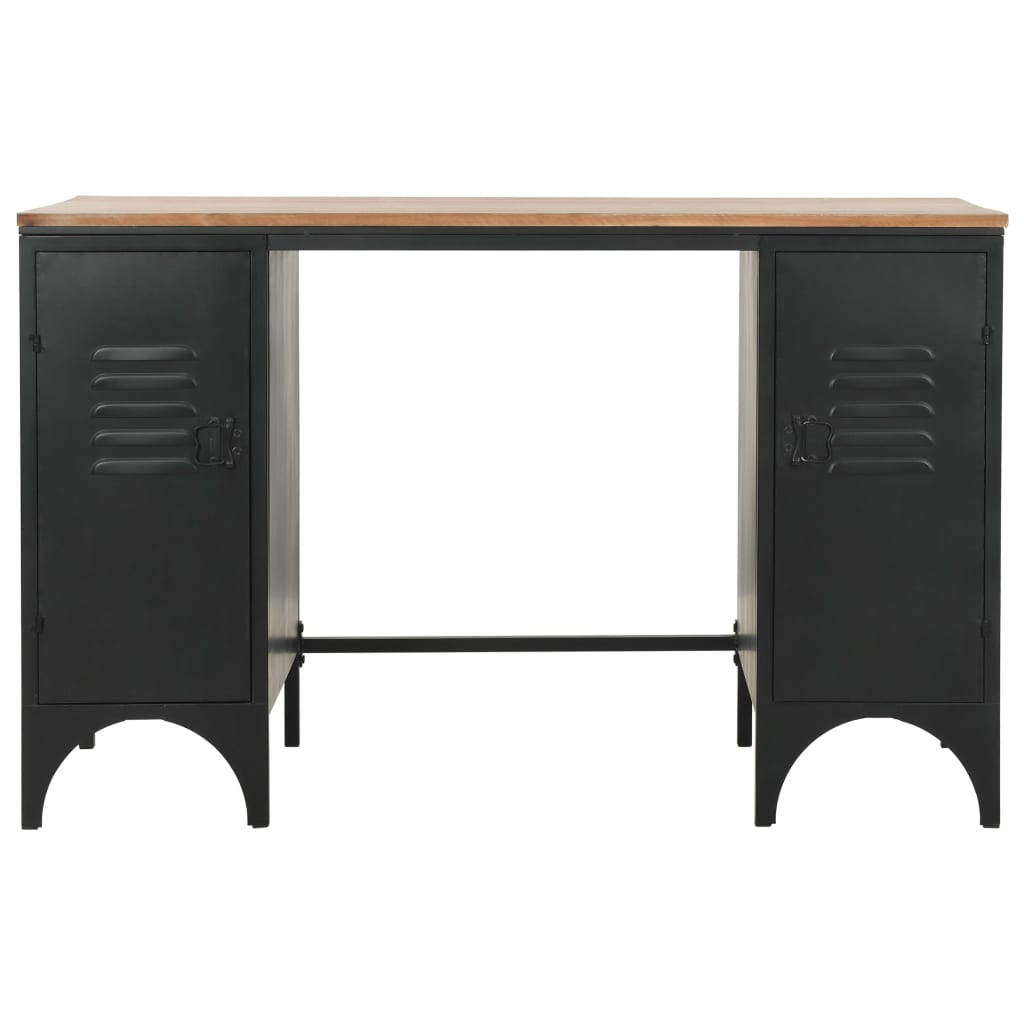 Bureau 120X50X76 Cm Massief Vurenhout En Staal