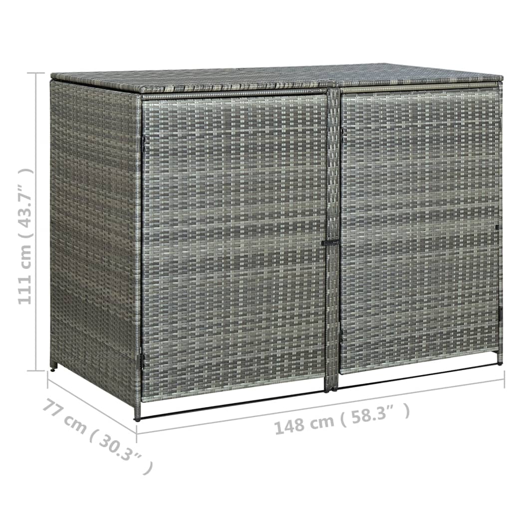 Containerberging Dubbel 148X77X111 Cm Poly Rattan Antraciet