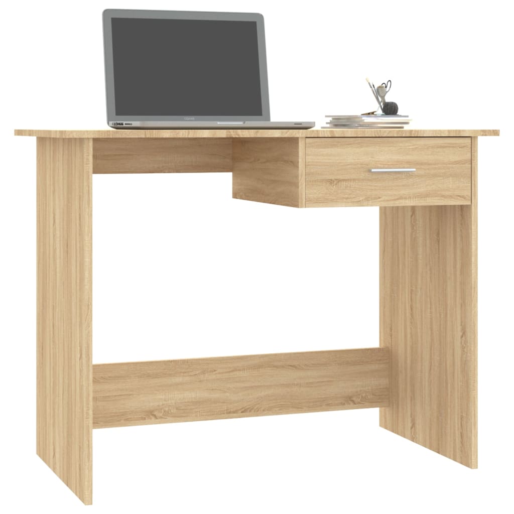 Bureau 100X50X76 Cm Bewerkt Hout Gerookt Eikenkleurig