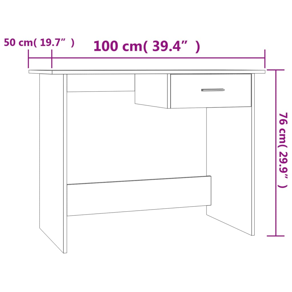 Bureau 100X50X76 Cm Bewerkt Hout Gerookt Eikenkleurig