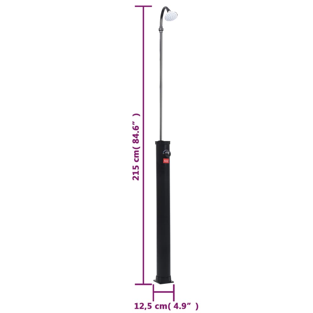 Buitendouche Solar 8 L 215 Cm Zwart