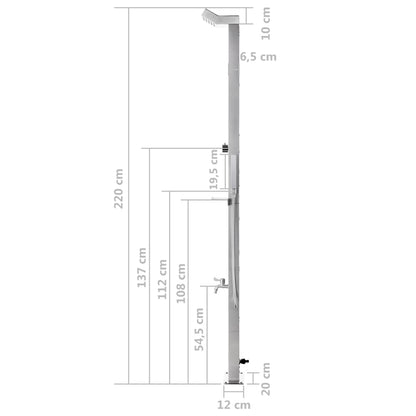 Buitendouche 220 Cm Roestvrij Staal