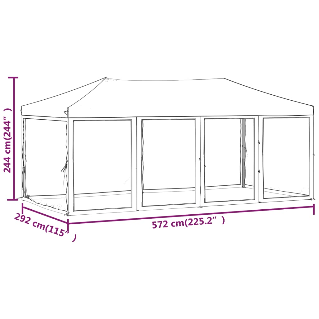 Partytent Inklapbaar Met Zijwanden 3X6 M Rood