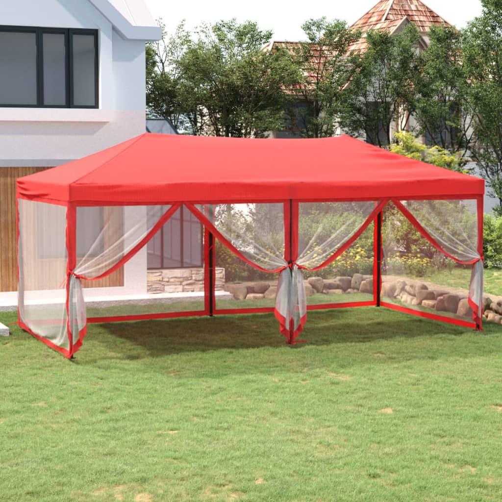 Partytent Inklapbaar Met Zijwanden 3X6 M Rood