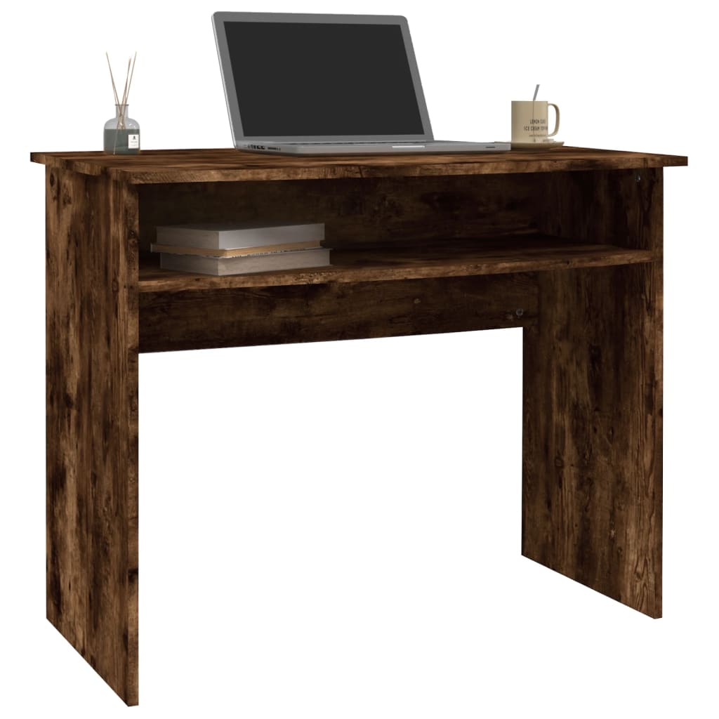 Bureau 90X50X74 Cm Bewerkt Hout Gerookt Eikenkleurig