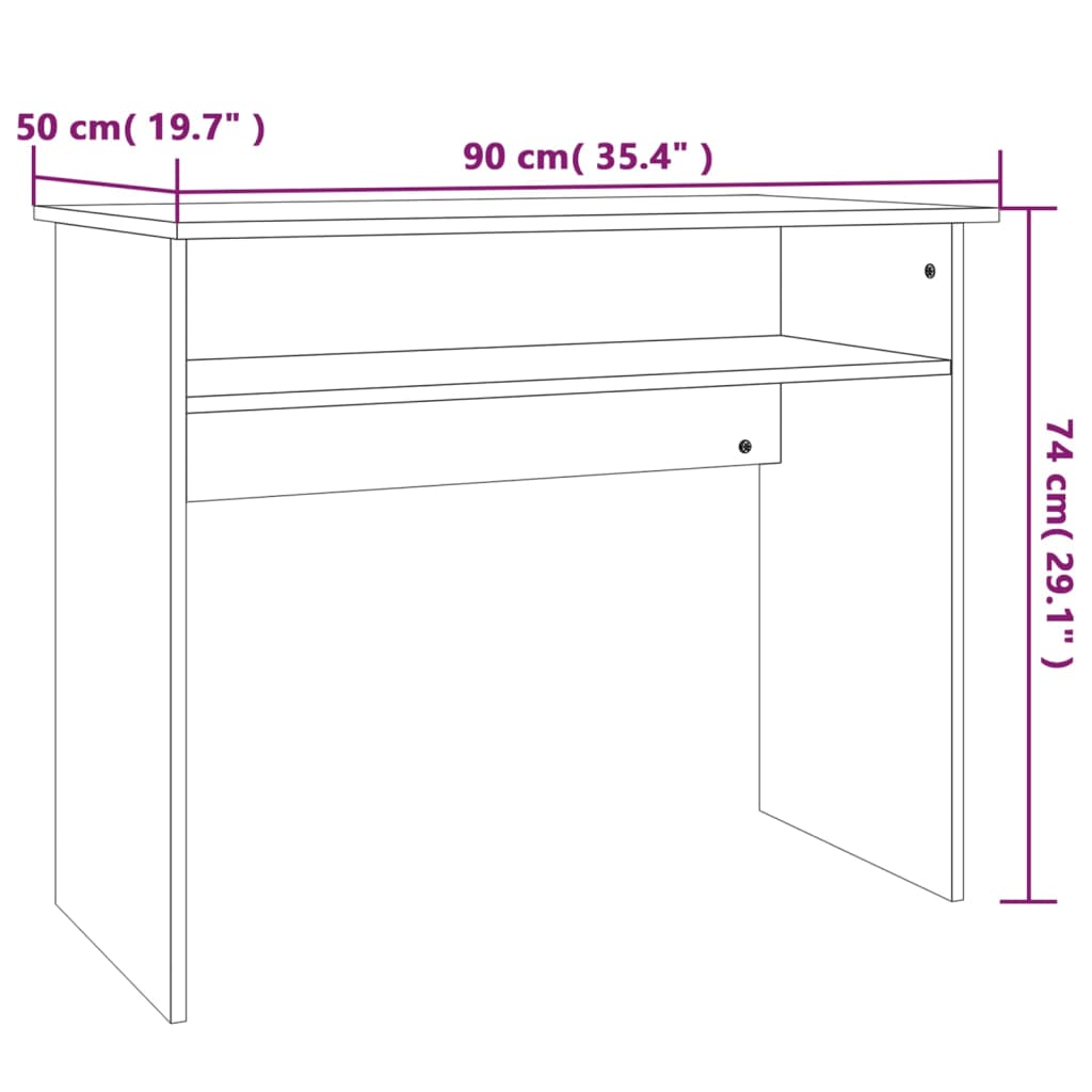 Bureau 90X50X74 Cm Bewerkt Hout Gerookt Eikenkleurig