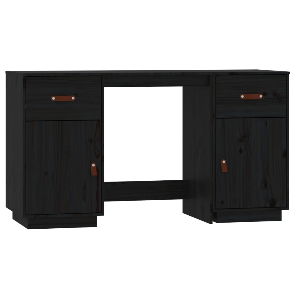 Bureau Met Kastjes 135X50X75 Cm Massief Grenenhout Zwart