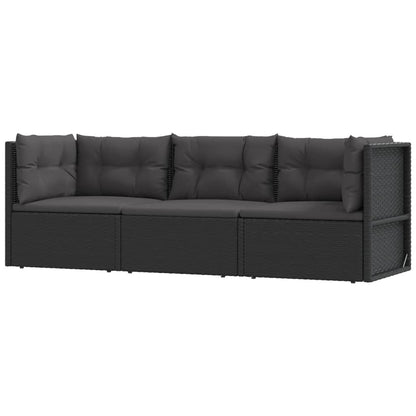 3-Delige Loungeset Met Kussens Poly Rattan