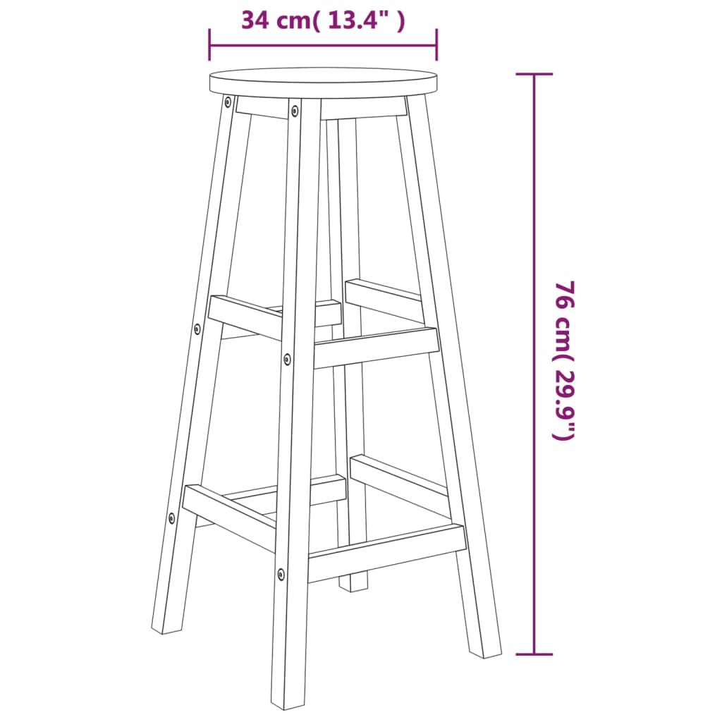 3-Delige Barset Massief Acaciahout