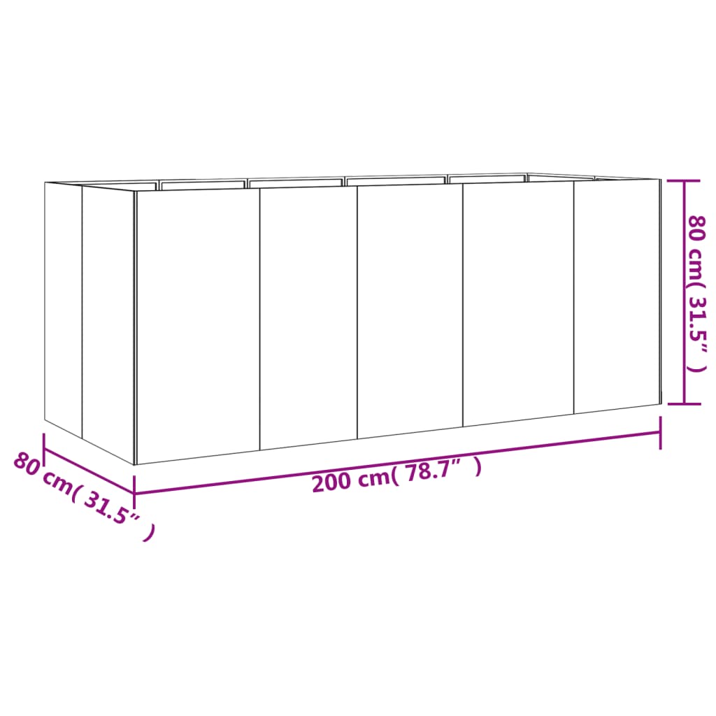 Plantenbak Verhoogd 200X80X80 Cm Cortenstaal