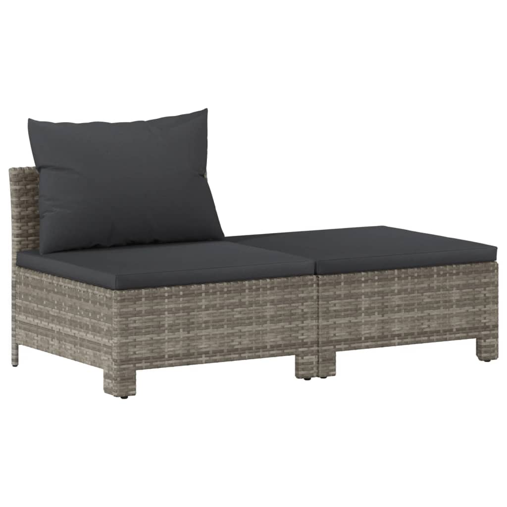 2-Delige Loungeset Met Kussens Poly Rattan Grijs