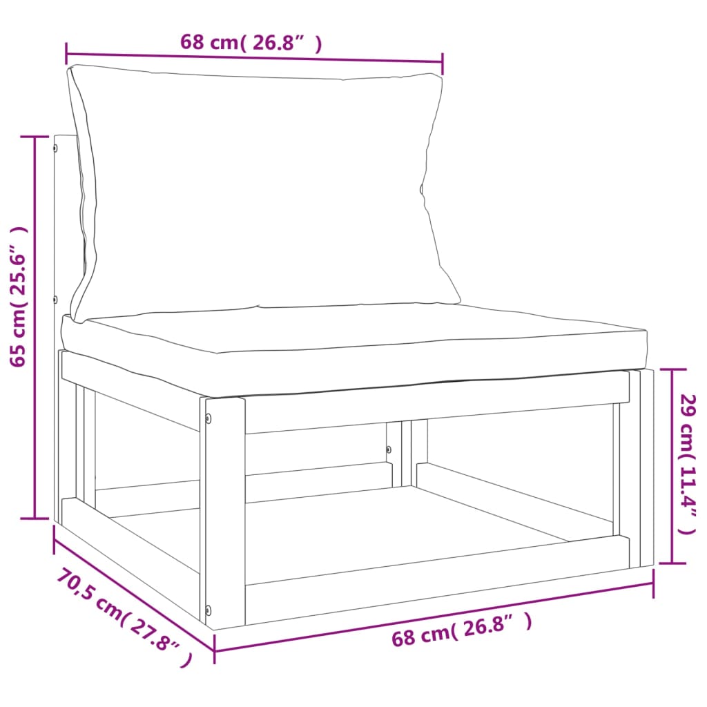 4-Delige Loungeset Met Kussens Massief Hout