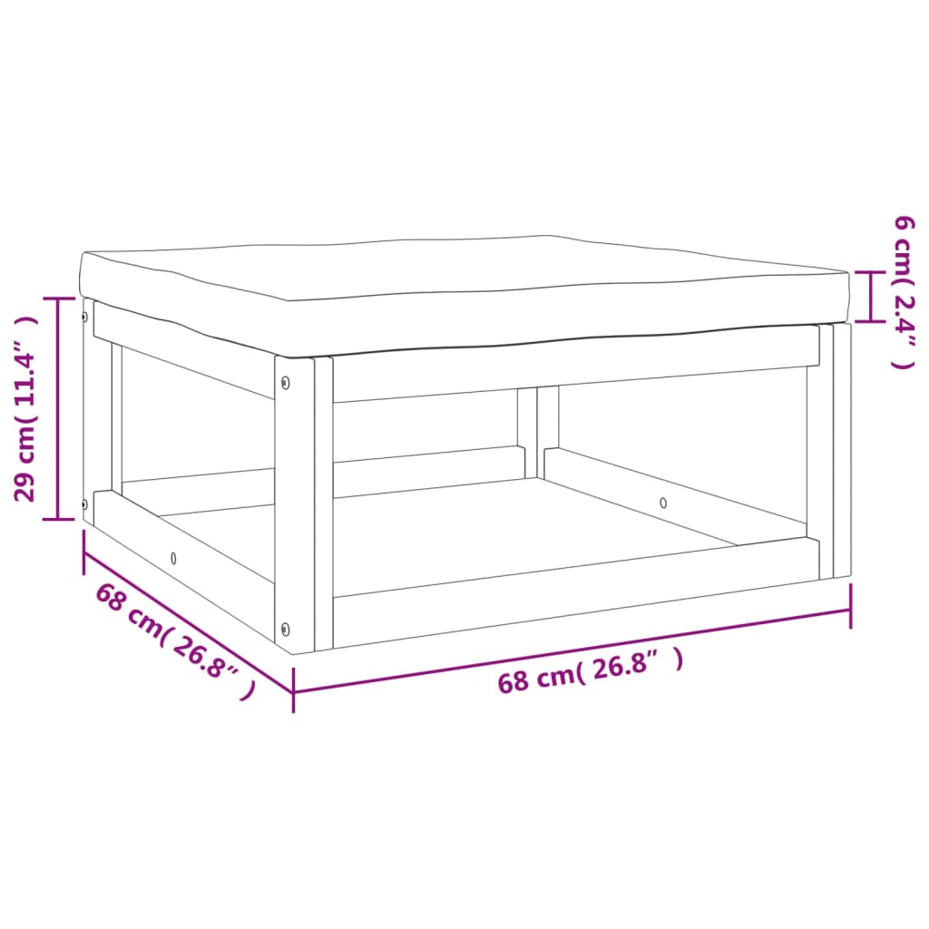 4-Delige Loungeset Met Kussens Massief Hout