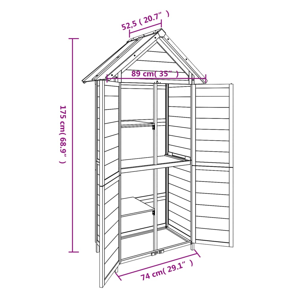 Tuinschuur 89X52,5X175 Cm Massief Grenenhout Bruin