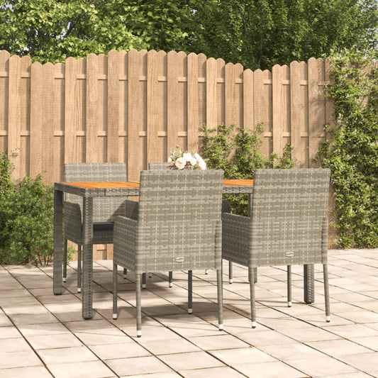 5-Delige Tuinset Met Kussens Poly Rattan Grijs