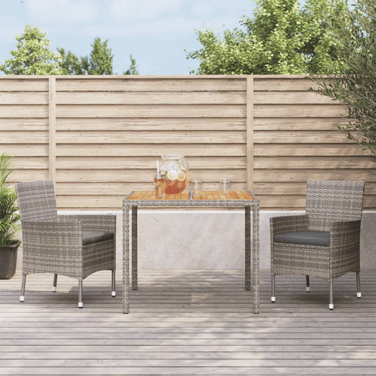 3-Delige Tuinset Met Kussens Poly Rattan Grijs