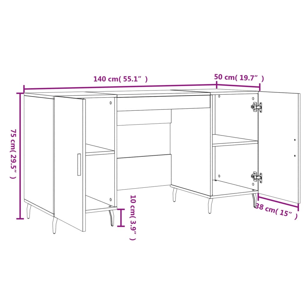 Bureau 140X50X75 Cm Bewerkt Hout Sonoma Eikenkleurig