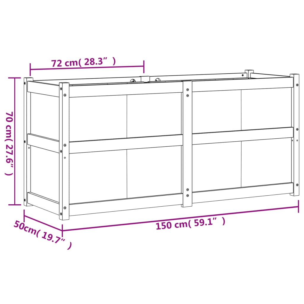 Plantenbak 50X50X70 Cm Massief Grenenhout Wit