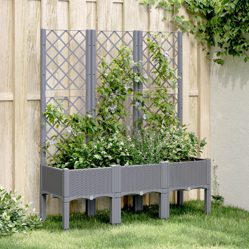 Plantenbak Met Latwerk 120X40X142 Cm Polypropeen Grijs