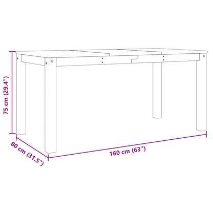 Eettafel Panama 160X80X75 Cm Massief Grenenhout Grijs En Zwart