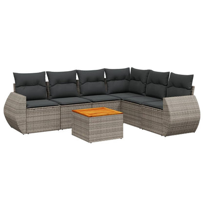 7-Delige Loungeset Met Kussens Poly Rattan