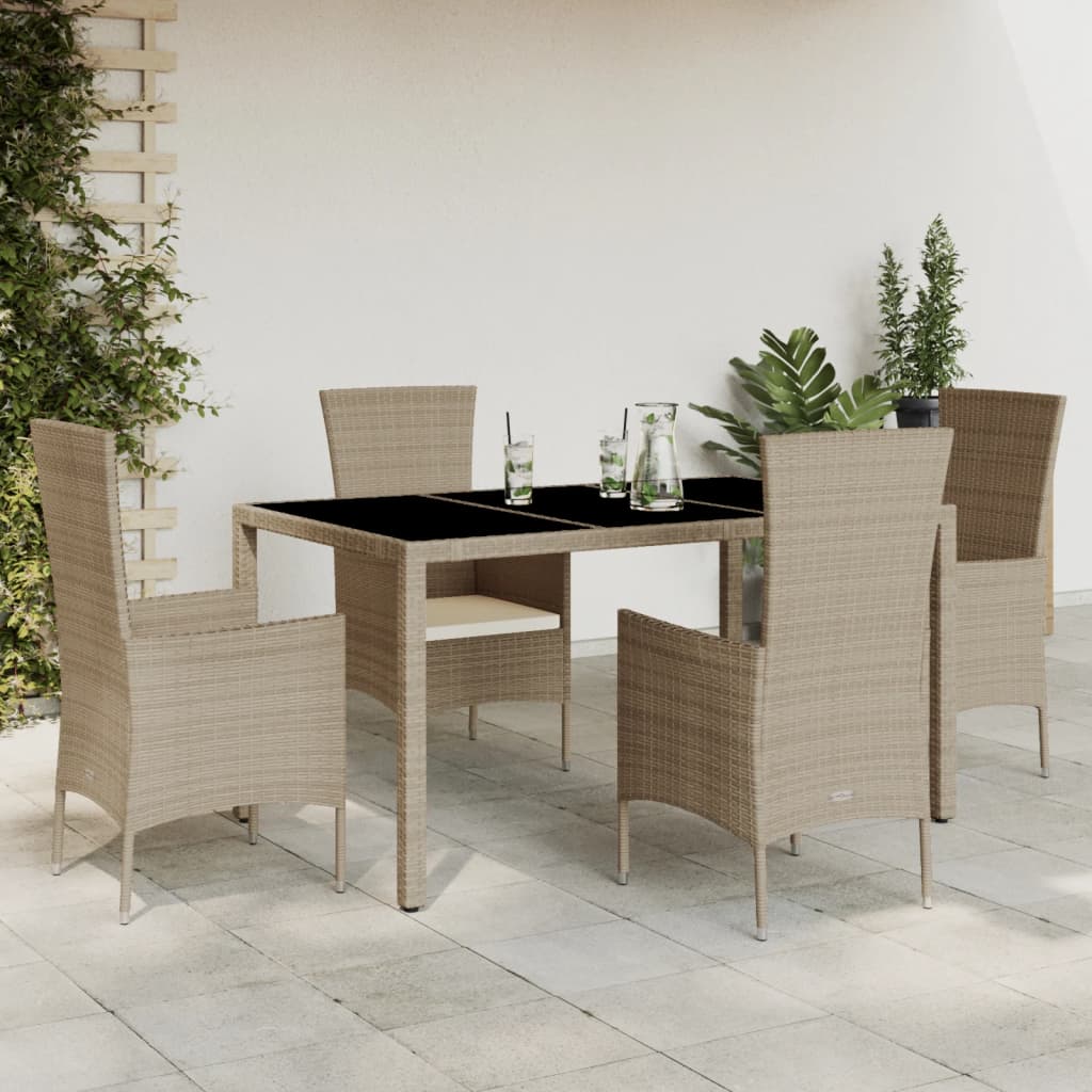 5-Delige Tuinset Met Kussens Poly Rattan Beige