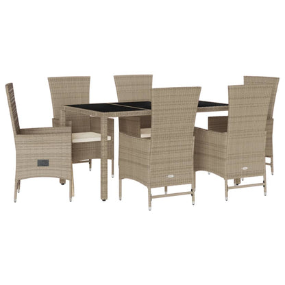 7-Delige Tuinset Met Kussens Poly Rattan Beige