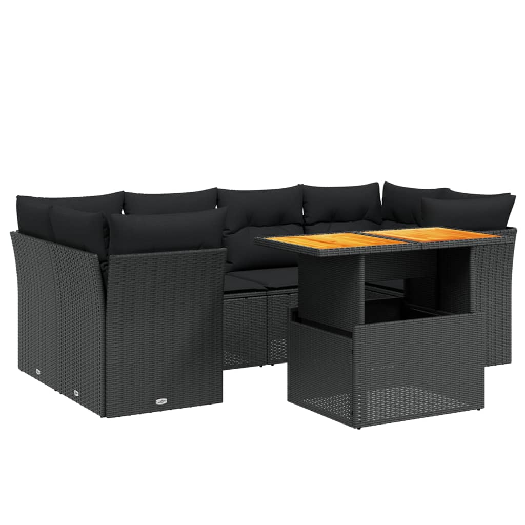 7-Delige Loungeset Met Kussens Poly Rattan