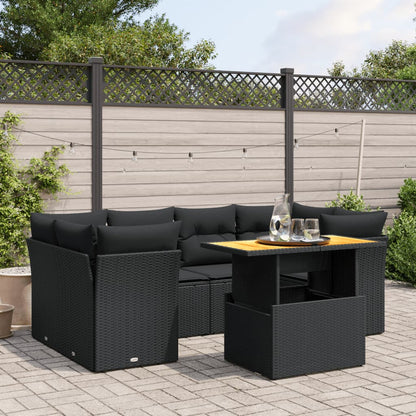 7-Delige Loungeset Met Kussens Poly Rattan