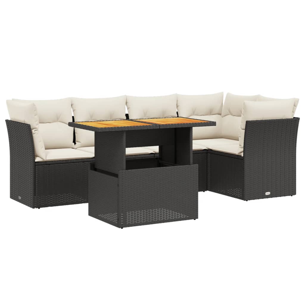 5-Delige Loungeset Met Kussens Poly Rattan Zwart