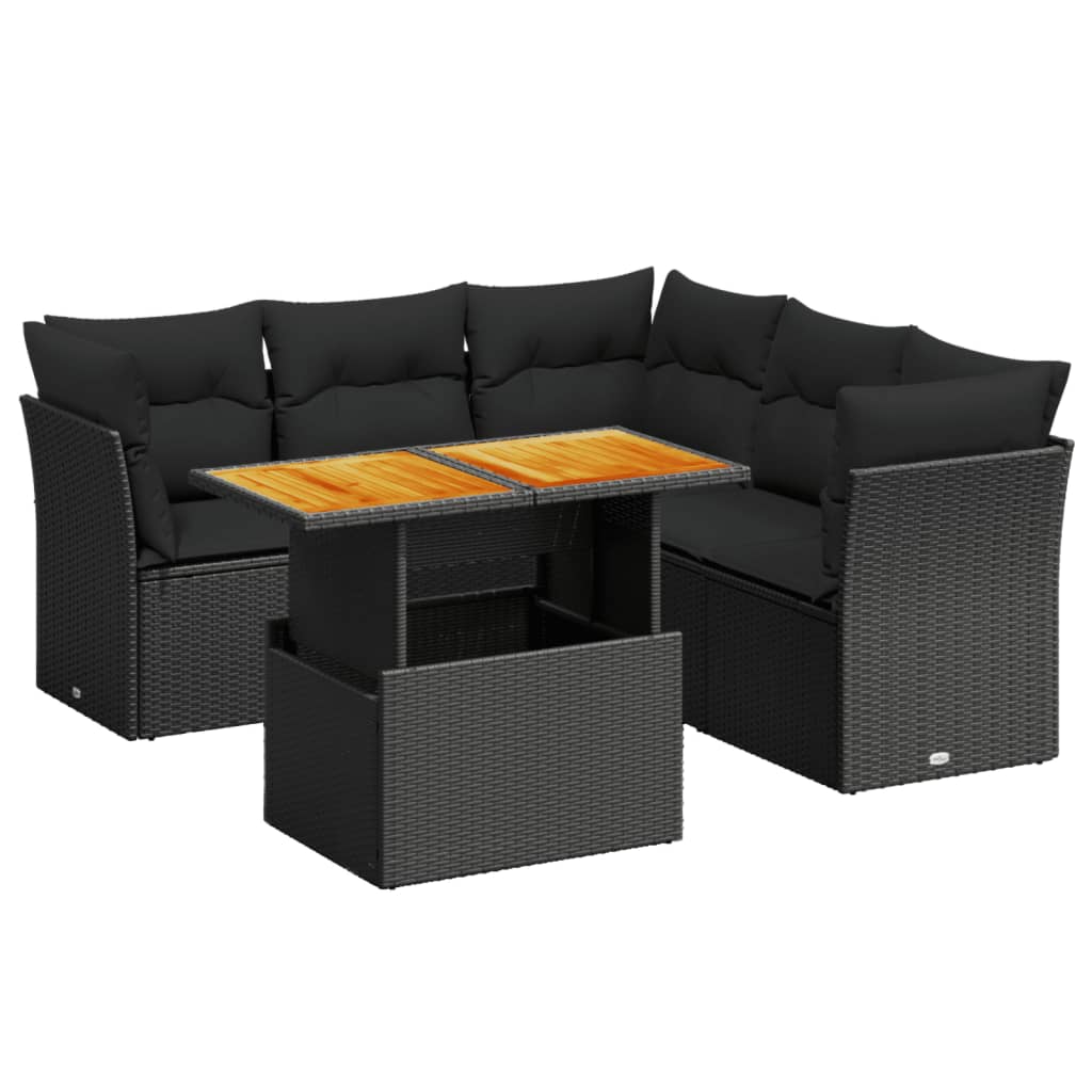 5-Delige Loungeset Met Kussens Poly Rattan Zwart