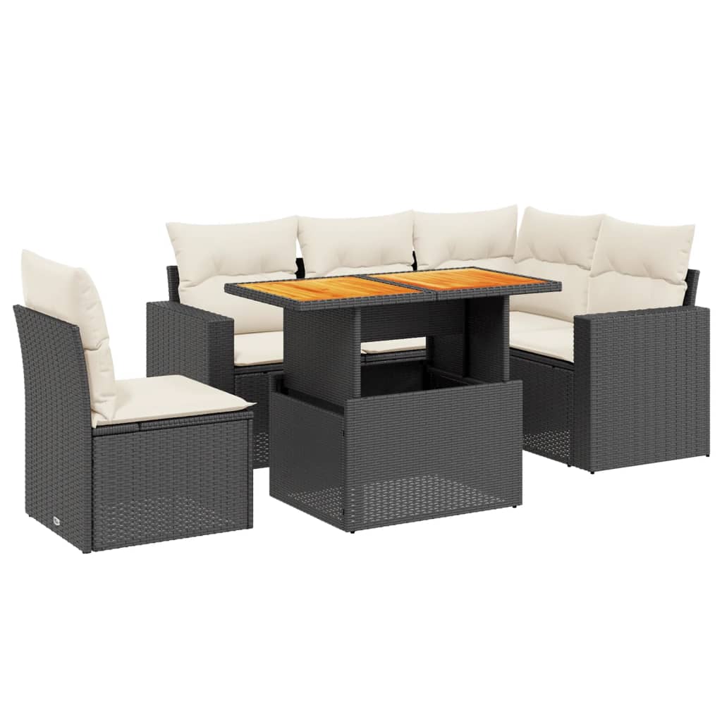 6-Delige Loungeset Met Kussens Poly Rattan