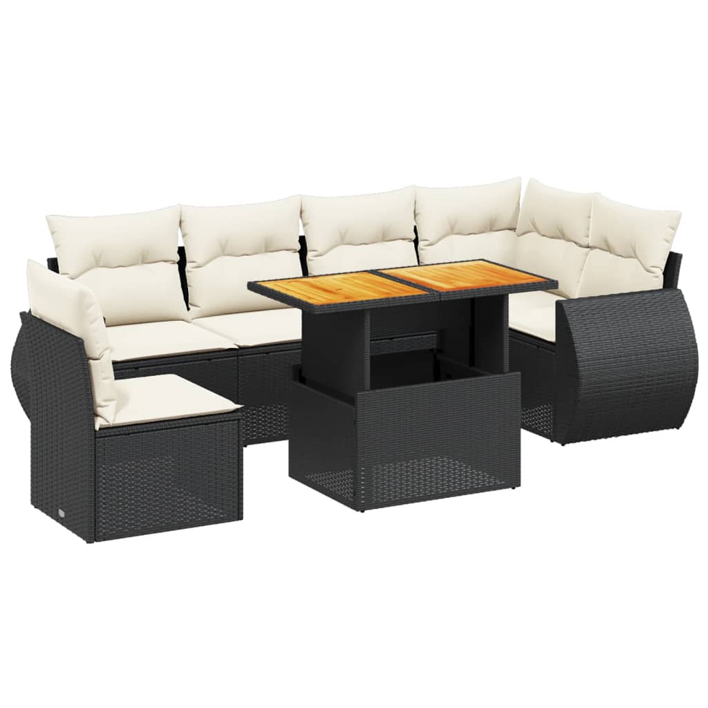 7-Delige Loungeset Met Kussens Poly Rattan