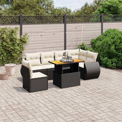 7-Delige Loungeset Met Kussens Poly Rattan