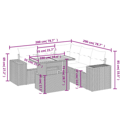 6-Delige Loungeset Met Kussens Poly Rattan Zwart