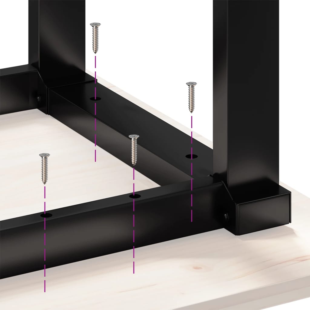 Eettafel O-Frame 140X80X75 Cm Massief Grenenhout En Gietijzer