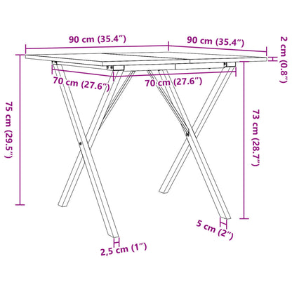 Eettafel X-Frame 90X90X75 Cm Massief Grenenhout En Gietijzer