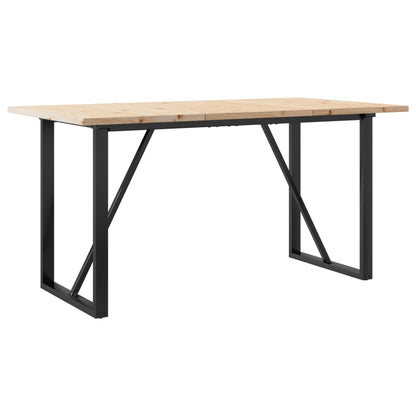 Eettafel O-Frame 140X80X75,5 Cm Massief Grenenhout En Gietijzer