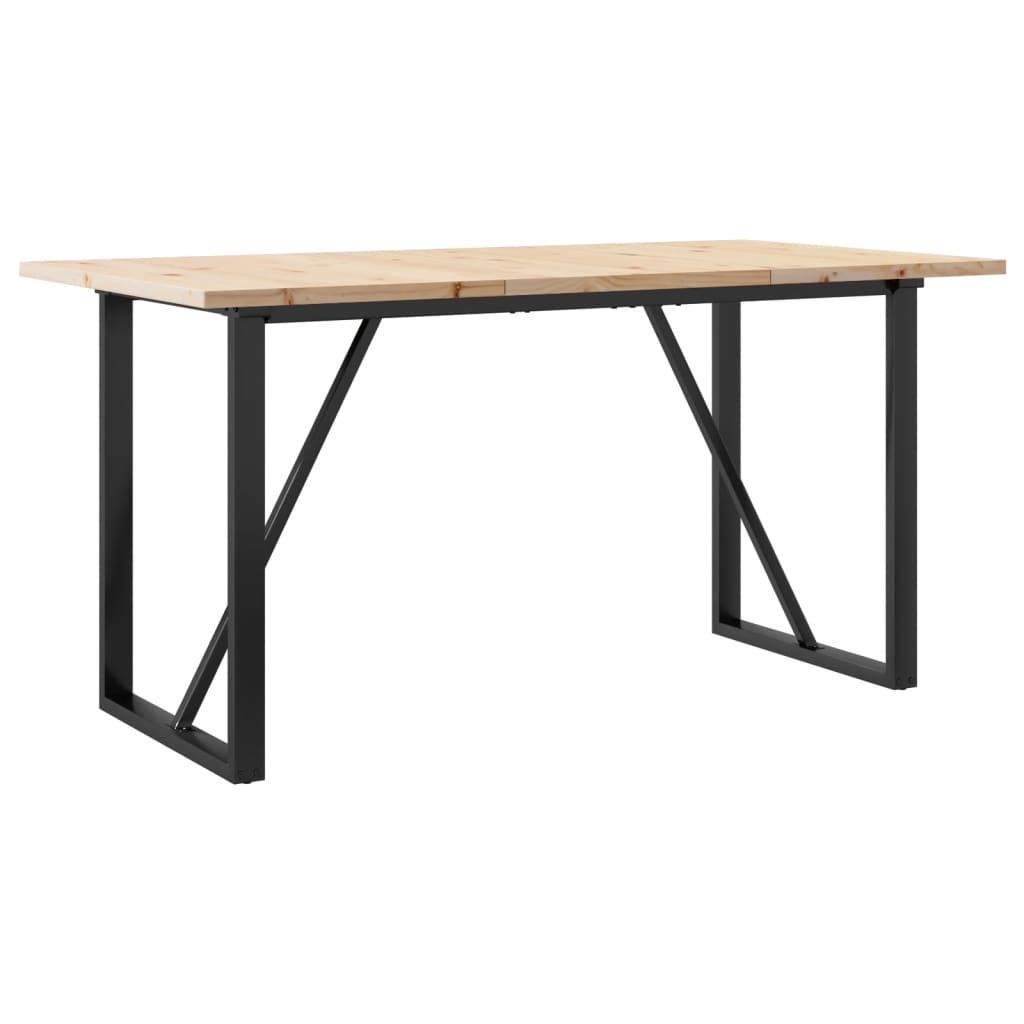 Eettafel O-Frame 140X80X75,5 Cm Massief Grenenhout En Gietijzer