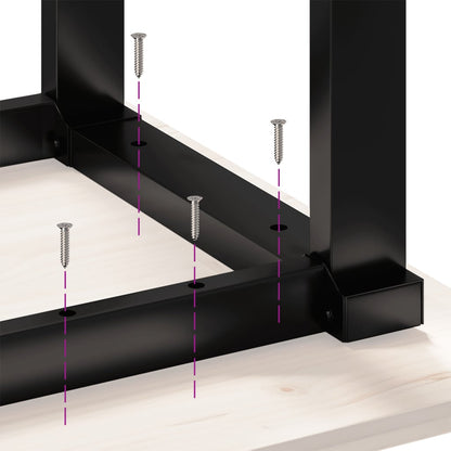 Eettafel O-Frame 140X80X75,5 Cm Massief Grenenhout En Gietijzer