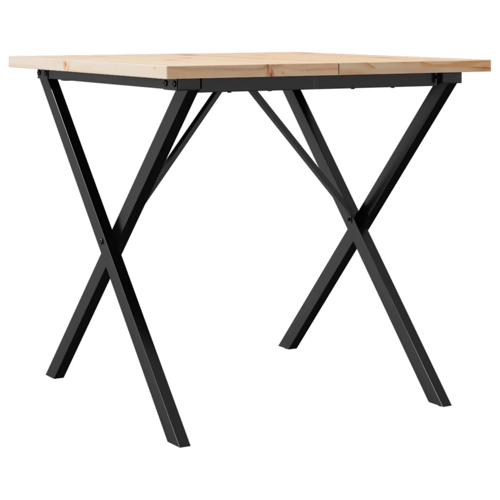 Eettafel X-Frame 90X90X75,5 Cm Massief Grenenhout En Gietijzer