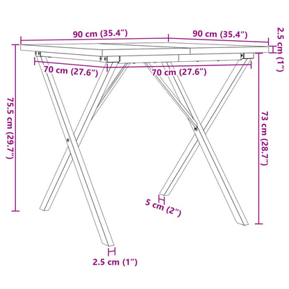 Eettafel X-Frame 90X90X75,5 Cm Massief Grenenhout En Gietijzer