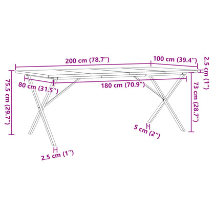 Eettafel X-Frame 200X100X75,5 Cm Grenenhout En Gietijzer