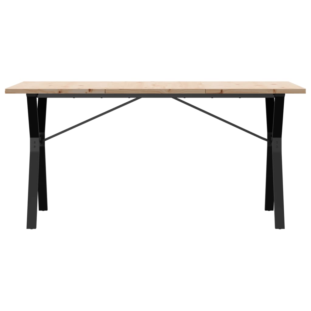 Eettafel Y-Frame 140X80X75,5 Cm Massief Grenenhout En Gietijzer