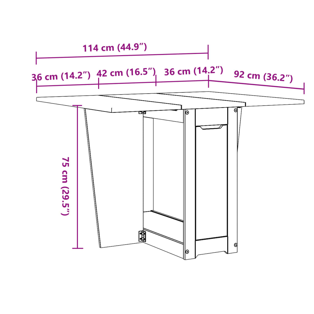 Eettafel Corona Inklapbaar Massief Grenenhout